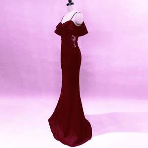 スパゲッティストラップシースルー美しいレースウエディングドレスステインマキシドレス - Product Image 4