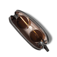 Étui à lunettes de soleil et de vue en cuir souple, léger, écologique et durable, avec fermeture éclair, personnalisable avec logo NATIONAL, par Mount Yanzhi