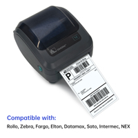 Label Pengiriman Termal Langsung, Stiker Label Perekat Diri Tahan Air untuk Paket Logistik & Printer Barcode