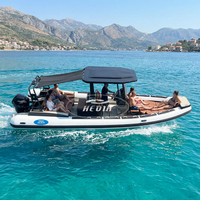 Bateau semi-rigide en aluminium Hedia 16 places, luxe, 7,6 m, coque gonflable 760