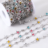 Nouvelle Chaîne Maillons Étoiles Plaqué Or 18K avec Cristaux et Perles Étoiles Creuses pour la Fabrication de Colliers, Bracelets et Bijoux DIY