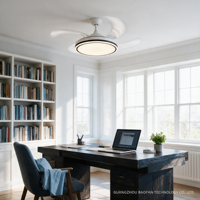 Ventilateur de plafond LED moderne en métal 30W avec télécommande, 6 vitesses, 3 couleurs changeantes, CRI 97, silencieux (29dB), moteur AC, intensité variable, chambre à coucher, salon
