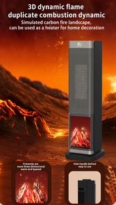 Calentador Cerámico PTC Portátil con Efecto de Llama 3D, Ahorro de Energía, Control Remoto, Temperatura Ajustable para el Hogar - Product Image 5