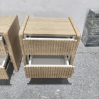 Tables de Chevet Modernes de Luxe en Marbre Travertin, Tables d'Appoint pour Salon, Tables d'Appoint pour Canapé, Meubles de Chambre à Coucher avec Tiroirs