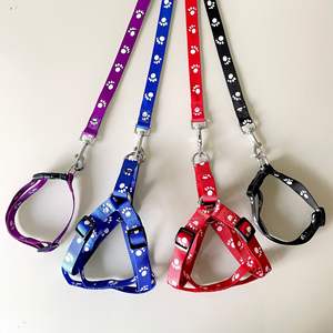 漫画の足跡犬のハーネスとリーシュセットナイロン犬の首輪とリーシュセットペットハーネスセット - Product Image 1