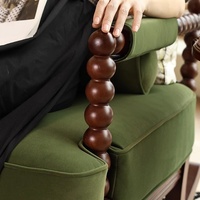 Fauteuil à bascule vintage en bois avec perles, tissu floral rembourré, fauteuil de détente pour salon