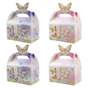 Boîte Cadeau Papillon Rose Thème Floral pour Thé de Printemps, Porte-Bougie Pliable en Papier Recyclable avec Poignée pour Offrir - Product Image 2
