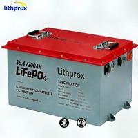 Batterie au phosphate de fer et de lithium de qualité 38,4 V 200 Ah, 6000 cycles, durée de vie de 10 ans, cycle profond, marine, Bluetooth, terminal M8, CE