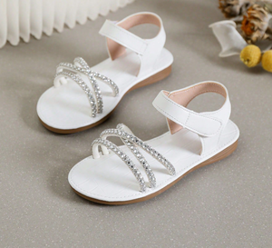 Sandalias de Playa Blancas para Niñas al por Mayor, Antideslizantes, con Suela Plana y Cristales, para Edades de 3 a 15 Años - Product Image 4