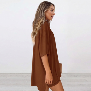 Ensemble élégant unisexe d'été : chemise ample à manches courtes et short assorti – Tenue décontractée moderne pour le quotidien, 95 % coton extensible - Product Image 4