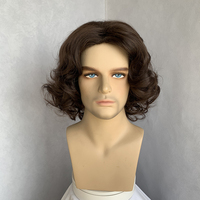 Perruque en fibre haute température LIWANGLONG HAIR, coupe pixie courte brun foncé, pour jeunes hommes, ondulations naturelles soyeuses, densité 150%, perruques multi-niveaux