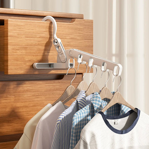 Perchero plegable de cinco orificios con gancho, portátil para viajes, dormitorios, hoteles, uso en interiores, organizador de ropa - Product Image 2