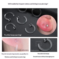 Cincin Hidung Bentuk C Resin Premium Bening 3mm Bola Tunggal Tak Terlihat, Cincin Pusar, Perhiasan Tindik Tubuh Aman untuk Kulit, Anti Selip