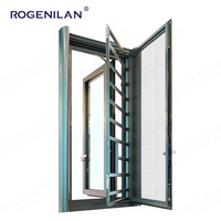 Rogenilan, ventanas de aluminio de ahorro de energía personalizadas con pantallas de barra de seguridad, ventanas abatibles con aislamiento de vidrio templado