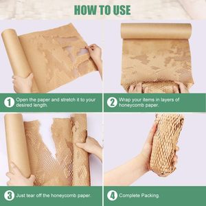 Yongyu thân thiện với môi Nâu kaki gỗ đóng gói giấy bọc đóng Gói đệm CuộN vận chuyển bảo vệ gói tổ ong giấy - Product Image 2
