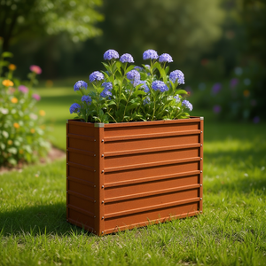 Bac à fleurs surélevé en acier Corten 39,4 x 15,7 x 30,3 pouces, finition rouille, pots de fleurs, jardinières, utilisation en extérieur - Product Image 2