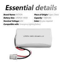 JINTION 6.4V 1800mAh LiFePO4 Baterai Pengganti Lampu Darurat untuk ELP B104T Side by Side 2 Sel dengan 2 Adaptor Kabel