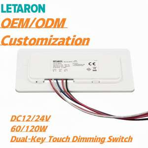 TUV/CE認証取得済み DC12V/24V 60/120W デュアルキータッチ調光スイッチ 浴室鏡用LEDストリップ調光曇り止めタッチスイッチ - Product Image 1