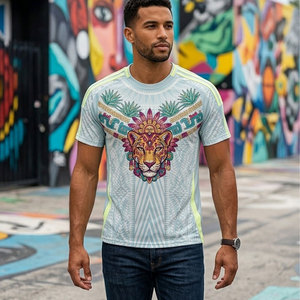 <span class=keywords><strong>Camiseta</strong></span> Deportiva 3D con Tótem de Jaguar para Hombre, de Secado Rápido, Manga Corta, Estilo Jersey de Fútbol, con Patrón de Agave Mexicano, Ropa de <span class=keywords><strong>Entrenamiento</strong></span> - Product Image 2