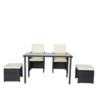 Ensemble de 5 pièces de mobilier de jardin en osier pour repas et événements en extérieur, comprenant table et chaises