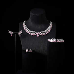 241203 Dubai bridal קובייז שרשרת תכשיטים סטים לנשים קסם המפלגה קריסטל נישואין אירוסין חתונה - Product Image 1