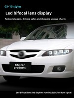 Pour Mazda 6 03-15, phare modifié avec lentille laser LED, feux de jour Bugatti, clignotants, nouveau bloc optique, couleur 6000k, 12V