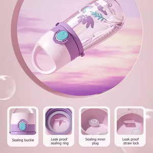 Botella de Agua Infantil Moderna de 500 ml, Libre de BPA, Ecológica, Material Tritan, con Pajita, Vaso Antiderrames para Bebés, Botella para Beber y Alimentar - Product Image 5