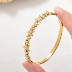 Bulk 18k gold plated delicate carved sequential star luminous anti rust smooth polished wearable fashion <b>bangle</b> <b>bracelet</b> - Product Image 1