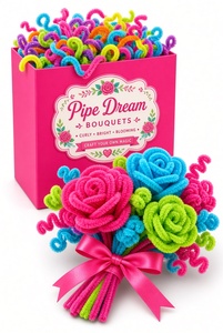 Alambre de Chenilla de Alta Calidad, Color Rosa, Azul y Amarillo, 400 Piezas, Kit de Limpiapipas para Hacer Ramos, Suministros para Manualidades con Flores - Product Image 3