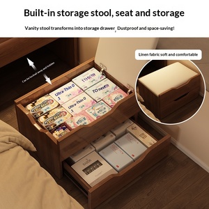 Small Solid Wood <strong>Bedside</strong> Dressing <strong>Table</strong> Bedroom Modern Simple Storage Cabinet Makeup <strong>Table</strong> with Integrated Makeup <strong>Mirror</strong> - Product Image 4