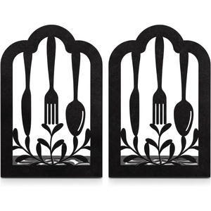AK Brass Cutlery Design Metal <b>Bookends</b> in Black Powder Coated Finished Set of 2 For Library Decor / Room Decor - Product Image 5