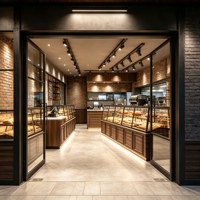 Luxuriöse Vintage Holz-Aluminium Brotvitrine Hochwertige Multifunktionale LED-Glas Umweltfreundliche Bäckerei-Ausstellungsvitrine für Premium-Produkte