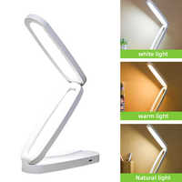Lampe de bureau LED moderne sans fil à 3 luminosité et intensité variable Mini lampe de bureau LED pliable rechargeable à piles pour la maison et le bureau