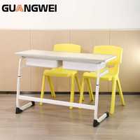 Table d'étude moderne GUANGWEI pour lycée, double siège, chaise de bureau pour étudiant, hauteur réglable, mobilier scolaire écologique