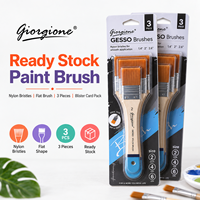 Ensemble de 3 pinceaux Gesso Giorgione, poils larges et plats en nylon, manche en bois, pour acrylique, gesso, toile, apprêtage, peinture d'artiste