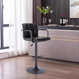 Wholesale Modern Tufted Upholstery Dining Room Kitchen <strong>Stools</strong> <strong>bar</strong> Chairs <strong>bar</strong> Chair Leather <strong>Black</strong> <strong>bar</strong> <strong>Stool</strong> with Square Back - Product Image 3