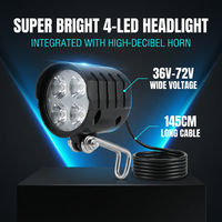 Pièces de vélo électrique universelles 36V 48V 60V 72V, phare à 4 LED ABS pour vélo électrique