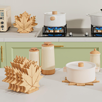Sous-verre en bois personnalisé en forme de feuille d'érable, résistant à la chaleur, antidérapant, pour casseroles, assiettes et bols, protection de table, décoration intérieure