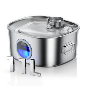 Fontaine à eau pour animaux de compagnie en acier inoxydable 11L, design arrondi, distributeur d'eau intelligent, grande fontaine à eau pour chiens et chats - Product Image 5