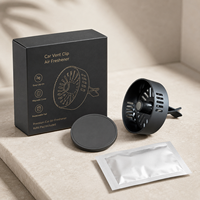 Diffuseur de parfum pour voiture en alliage d'aluminium réutilisable avec logo personnalisé, clip de fixation sur grille d'aération, sans électricité, garantie 1 an, coffret cadeau