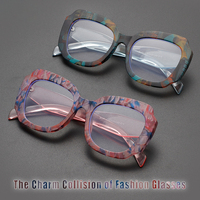 Surdimensionné polygone carré Anti lumière bleue lunettes femmes créateur de mode couleur contraste TR90 néon presbytie lunettes 2025