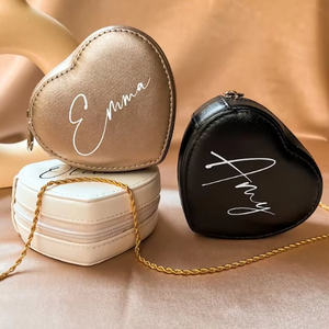 Eco-friendly Custom Portable PU Leather Jewelry Box Organizer Small Travel Case for <b>Rings</b> Earrings Wedding Gifts-Black - Product Image 3