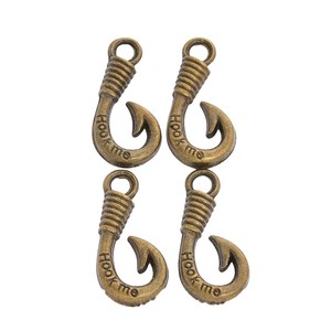 Amuleto de anzuelo con inscripción Hook <span class=keywords><strong>Me</strong></span> y detalle de cuerda en espiral para regalos de pulseras de pescador - Product Image 3