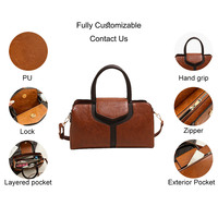 Sac à bandoulière en cuir PU avec logo personnalisé, sac fourre-tout coréen cousu, sac à main pour femme avec fermoir, vente en gros d'usine OEM ODM