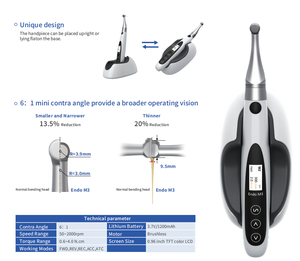 Manipolo alternativo dentale senza fili per motore <span class=keywords><strong>Endo</strong></span> 16:1 luci a LED contrangolo localizzatore apicale integrato per trattamento endodontico - Product Image 6