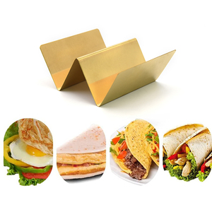 <span class=keywords><strong>Support</strong></span> de crêpes en acier inoxydable, lot de 2, style plateau de camion, <span class=keywords><strong>support</strong></span> à tacos, plaqué or, vente en gros - Product Image 1