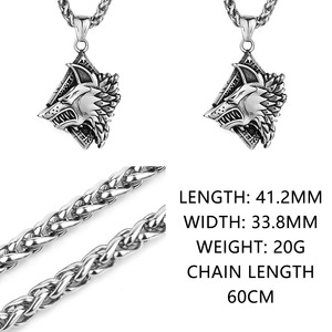 Punk nórdico <span class=keywords><strong>vikingo</strong></span> personalizado <span class=keywords><strong>Lobo</strong></span> Anti no deslustre impermeable Acero inoxidable moda joyería colgante collares hombres al por mayor - Product Image 5