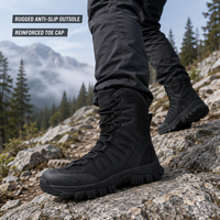 Bottes tactiques pour hommes, chaussures de randonnée antidérapantes, doublure en mesh, fermeture à lacets, été, hiver, trekking en plein air, hauteur genou, caoutchouc