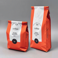 Sac d'emballage pour café en plastique Mylar mat noir or 500G, fond plat, avec valve