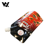Pochettes à bec verseur personnalisées imprimées, résistantes aux hautes températures, pour sauces (pâtes, ketchup tomate), conditionnement en sachet, 100g 250g, avec bouchon